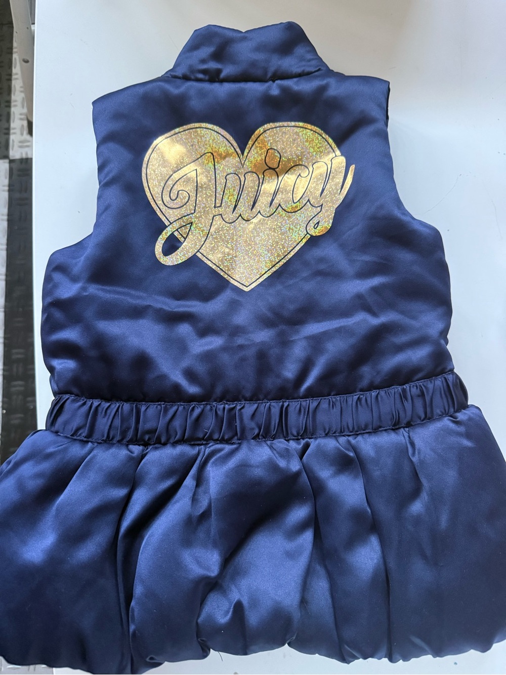 Juicy Couture Navy Puffer Vest with Gold Heart Logo